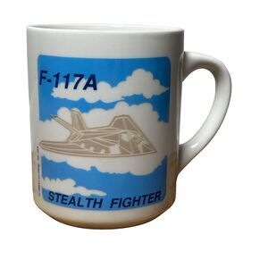Vintage 1989 Stealth Fighter F-117A Coffee Cup Mug 10 oz Made in USA